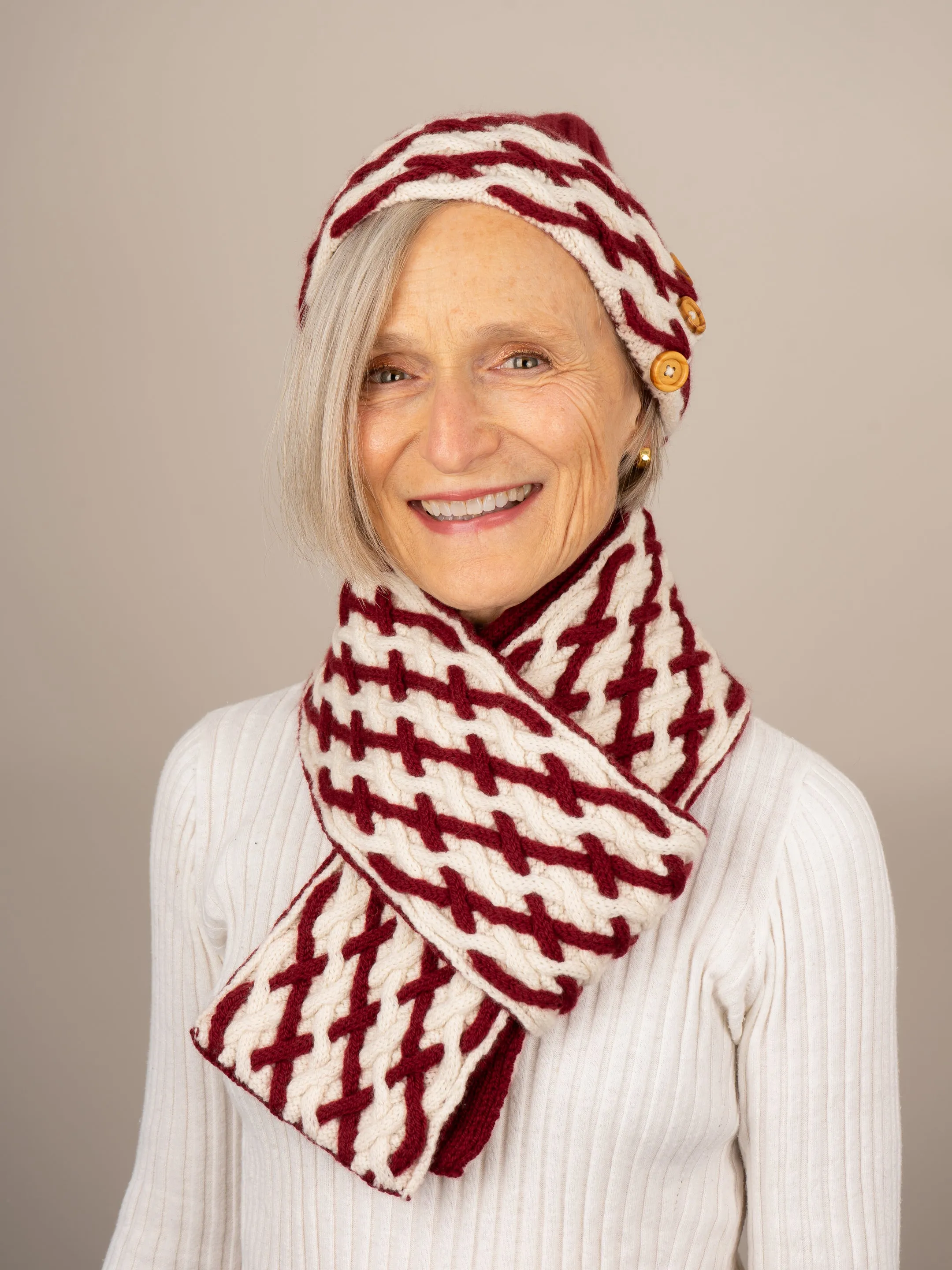 Cabled Plaid Scarf & Hat By Isle of Yarn <br/><small>knitting pattern</small>