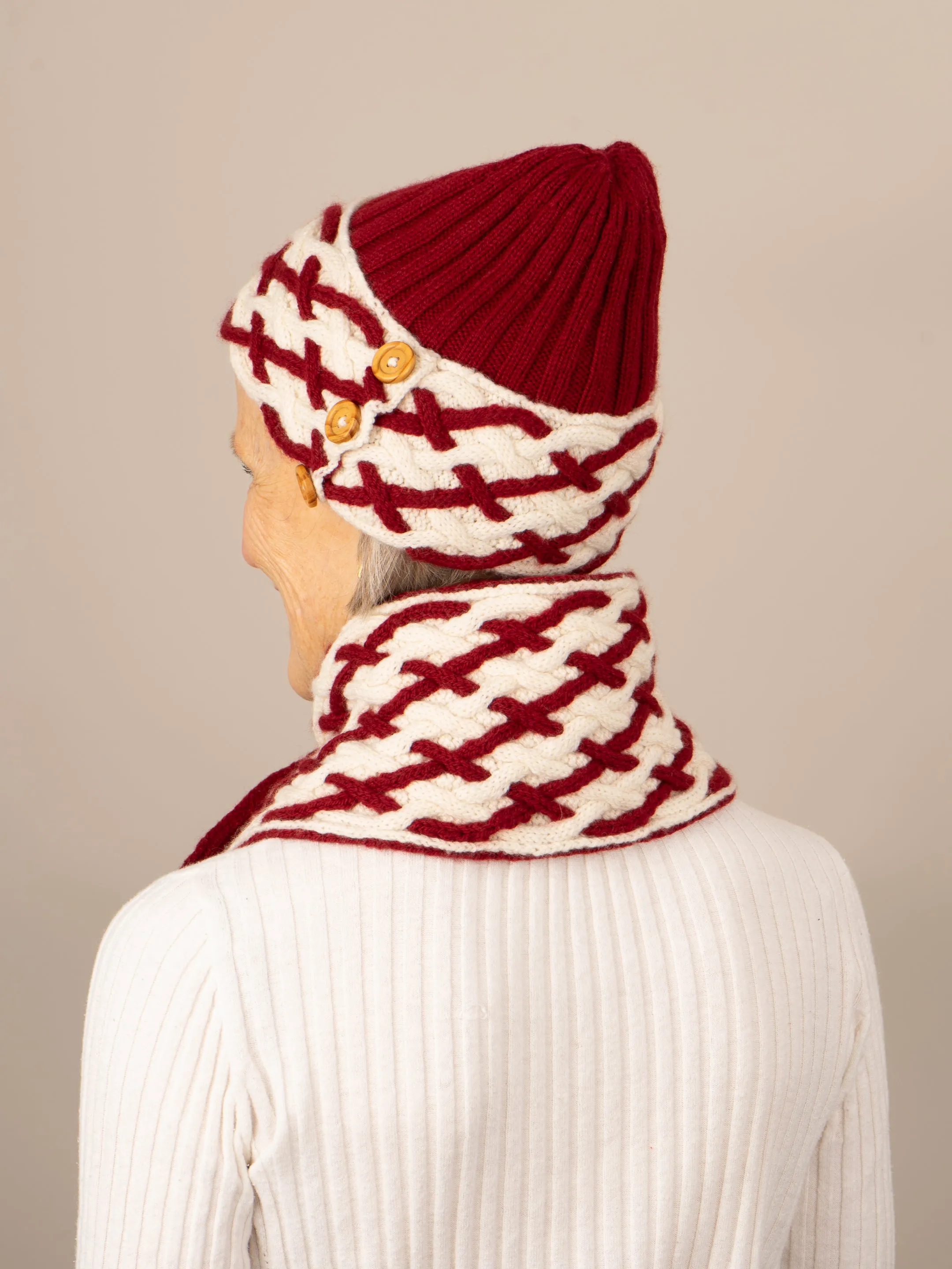 Cabled Plaid Scarf & Hat By Isle of Yarn <br/><small>knitting pattern</small>