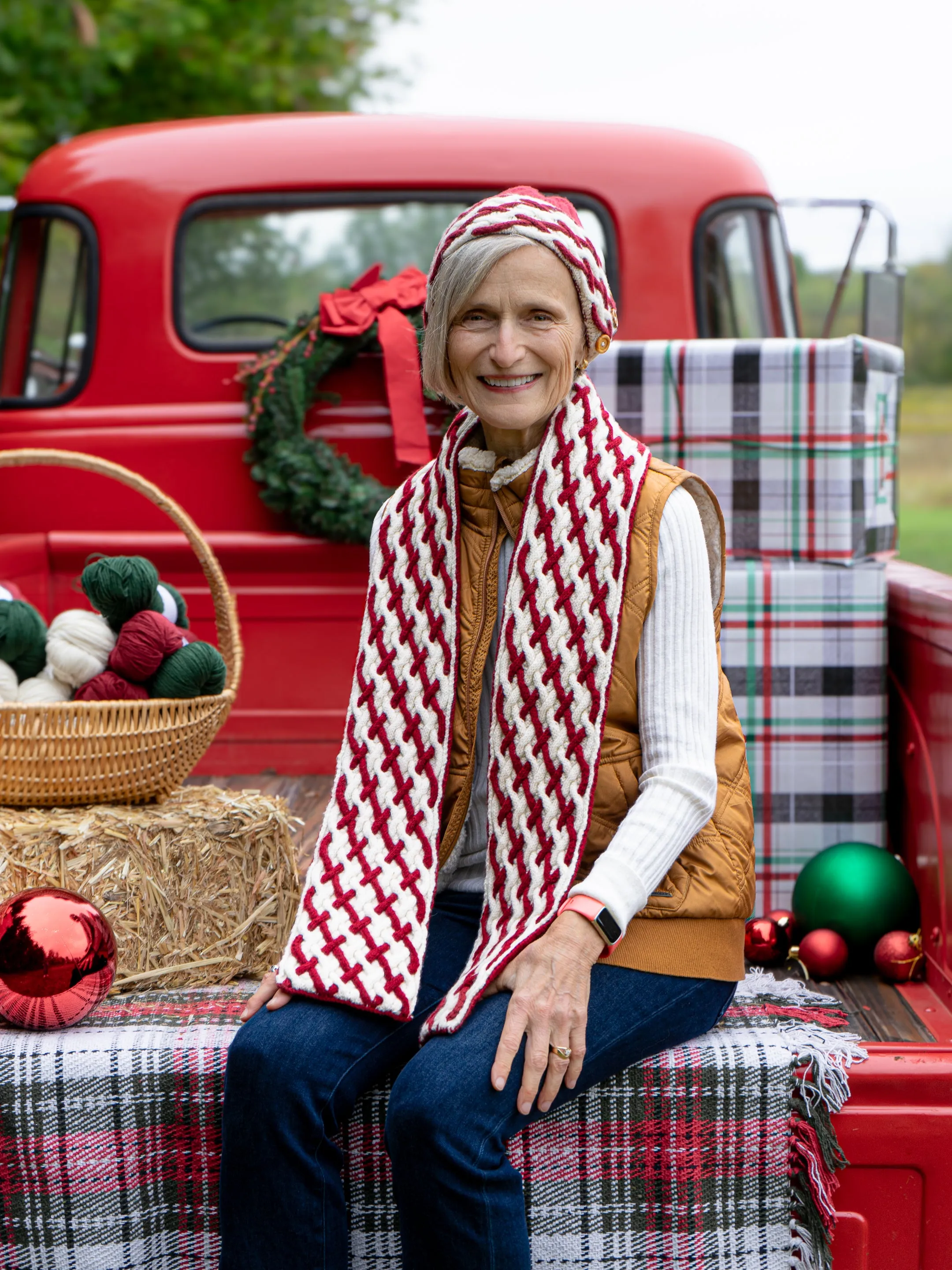 Cabled Plaid Scarf & Hat By Isle of Yarn <br/><small>knitting pattern</small>