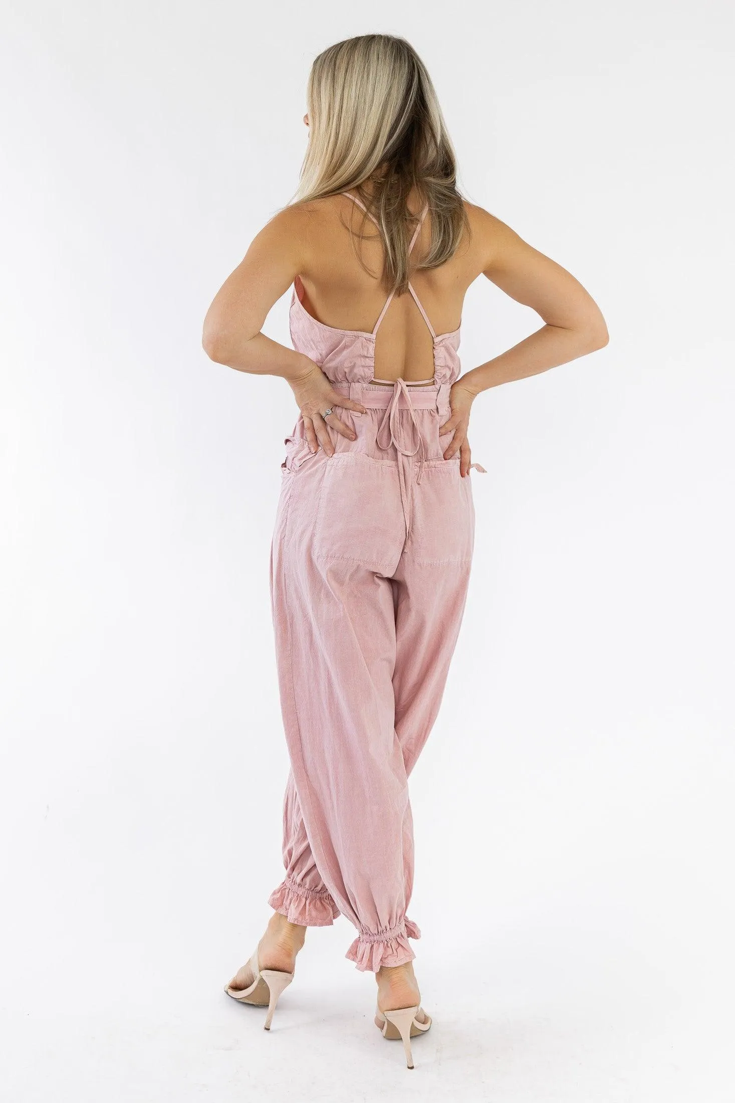 Chantelle Pink Ruffle Hem Jumpsuit