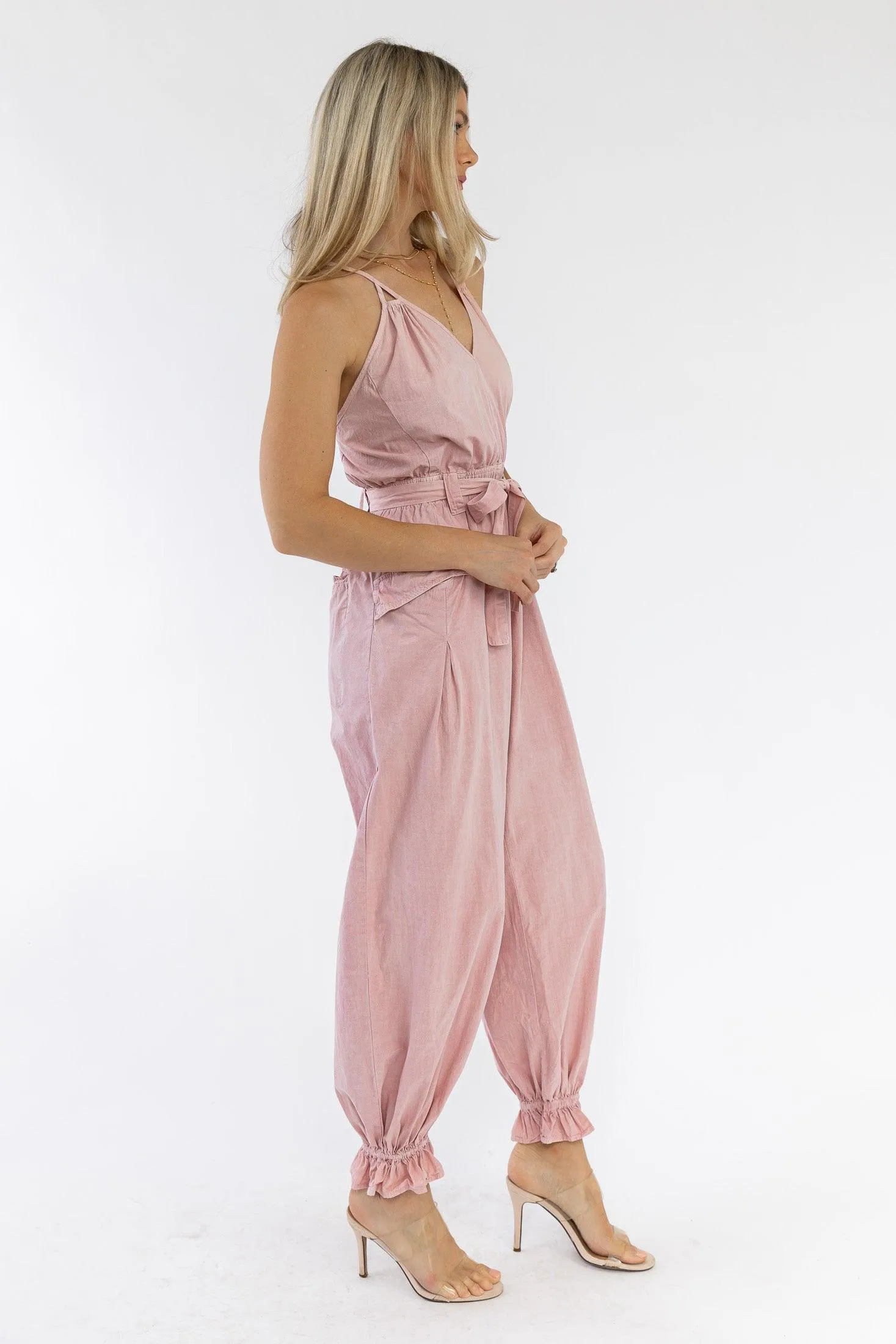 Chantelle Pink Ruffle Hem Jumpsuit