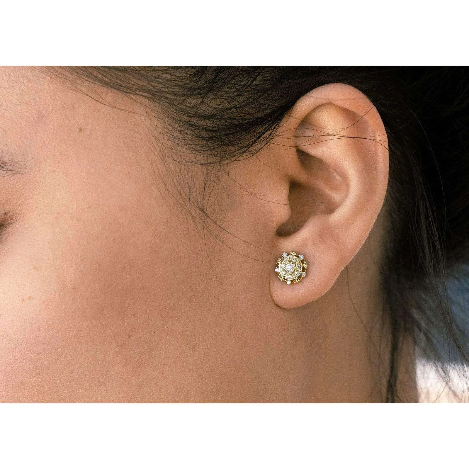 Cluster Diamond Earrings 10k Gold