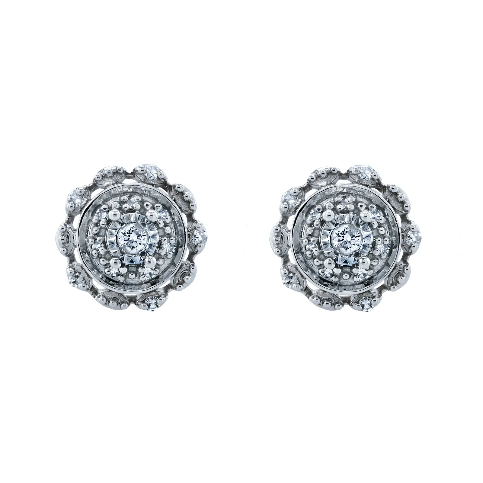 Cluster Diamond Earrings 10k Gold