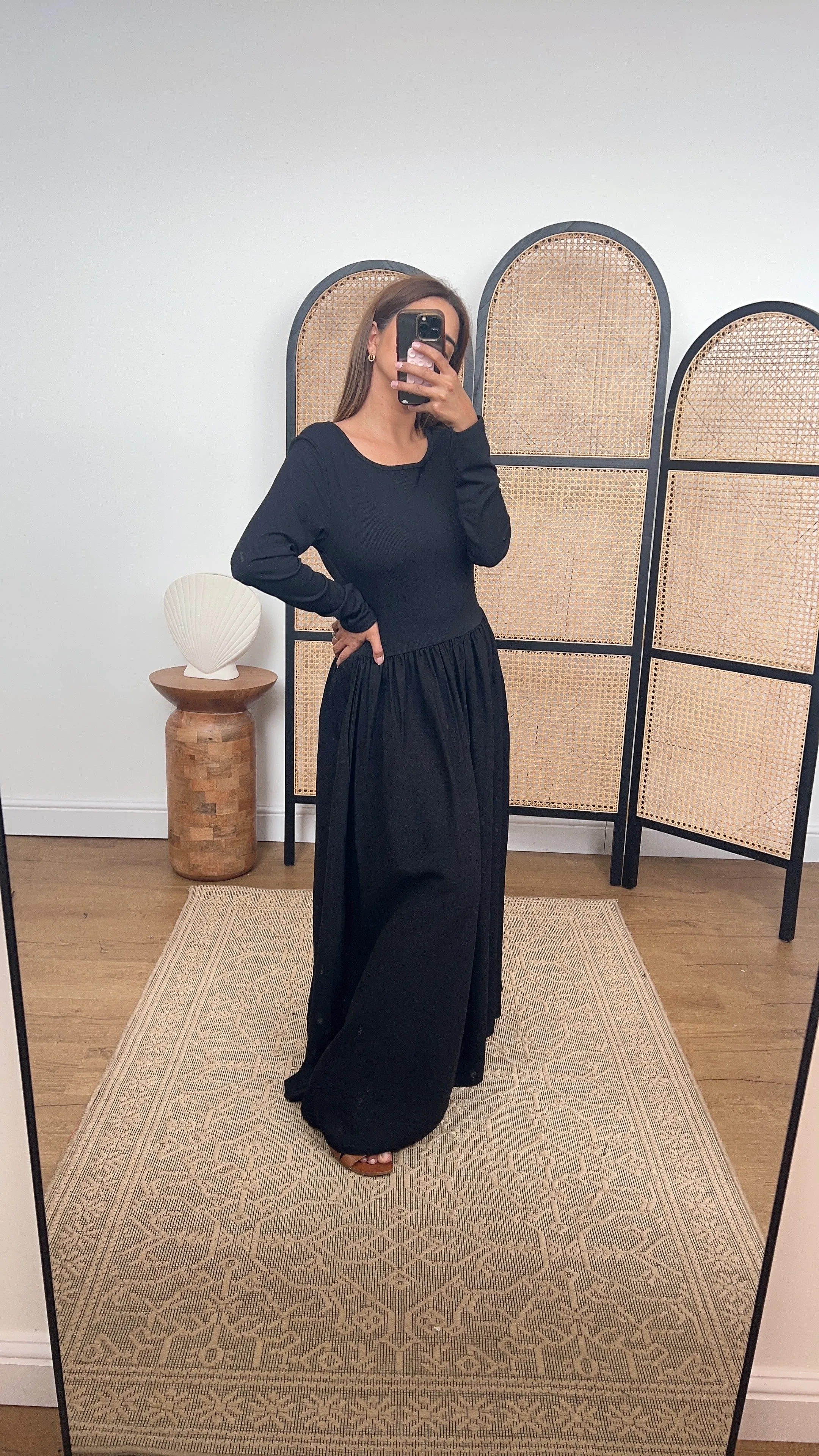 Cosa long sleeve dress black