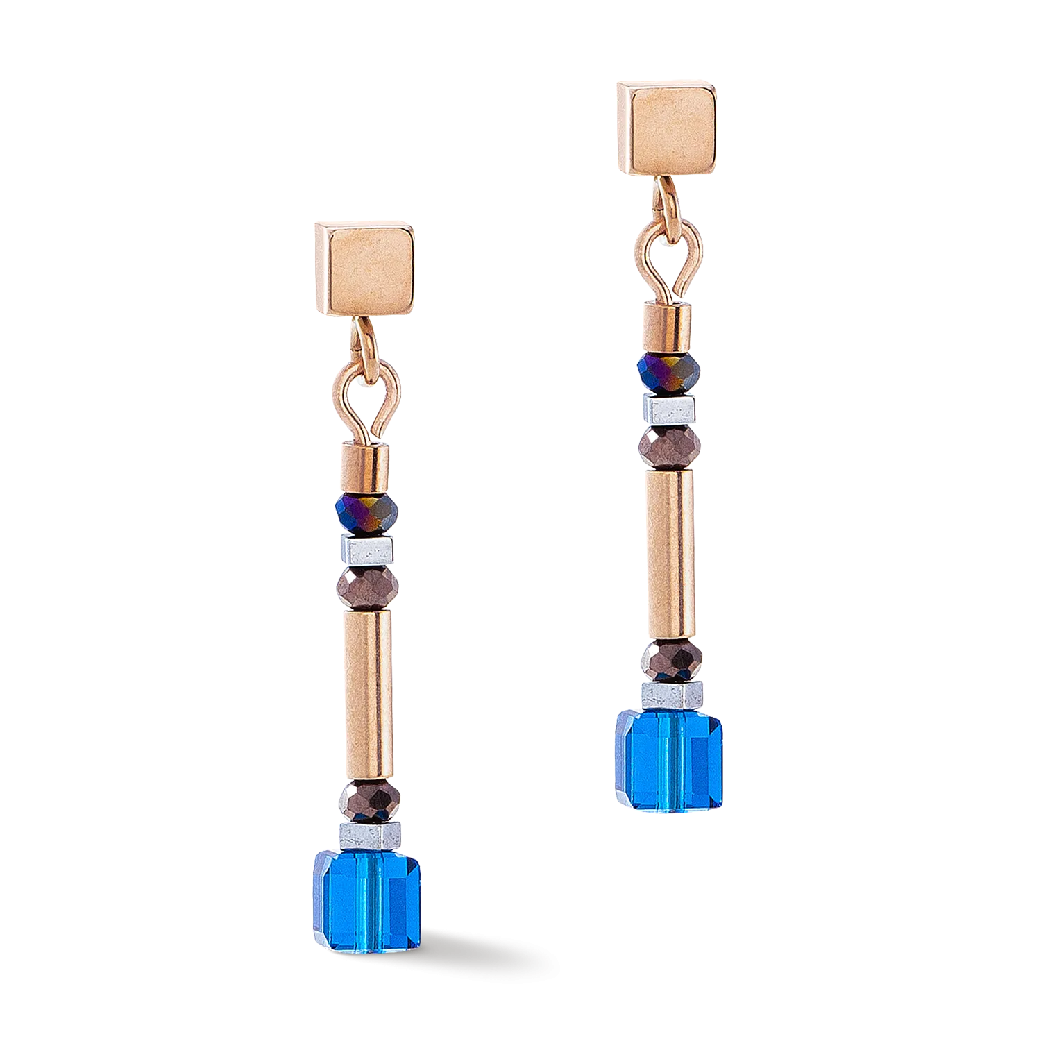 Cube Story Minimalistic Sparkling earrings Multicolour Autumn