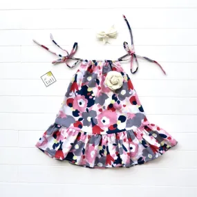 Daphne Dress in Abstract Flowers Pink