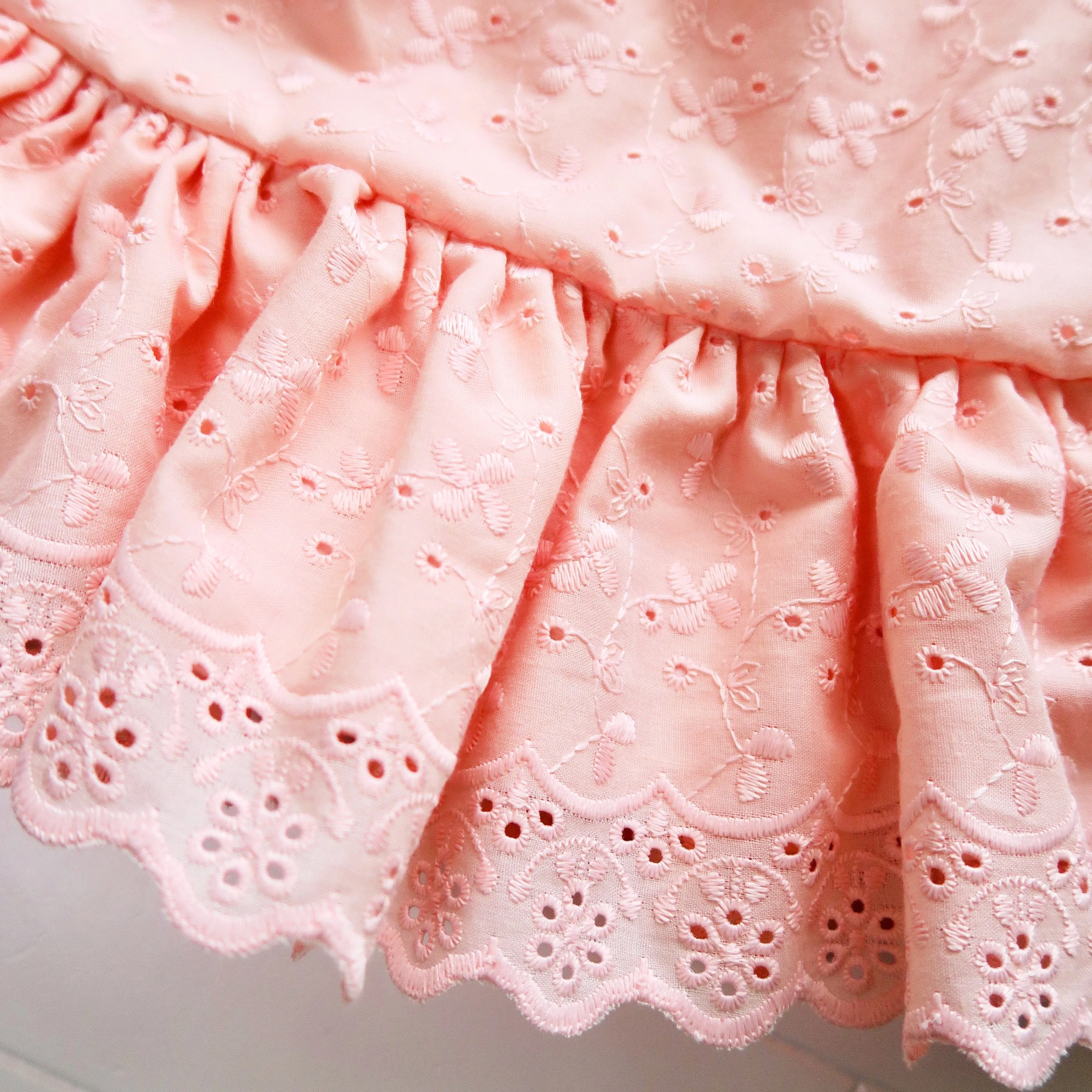 Daphne Dress in Peach Eyelet