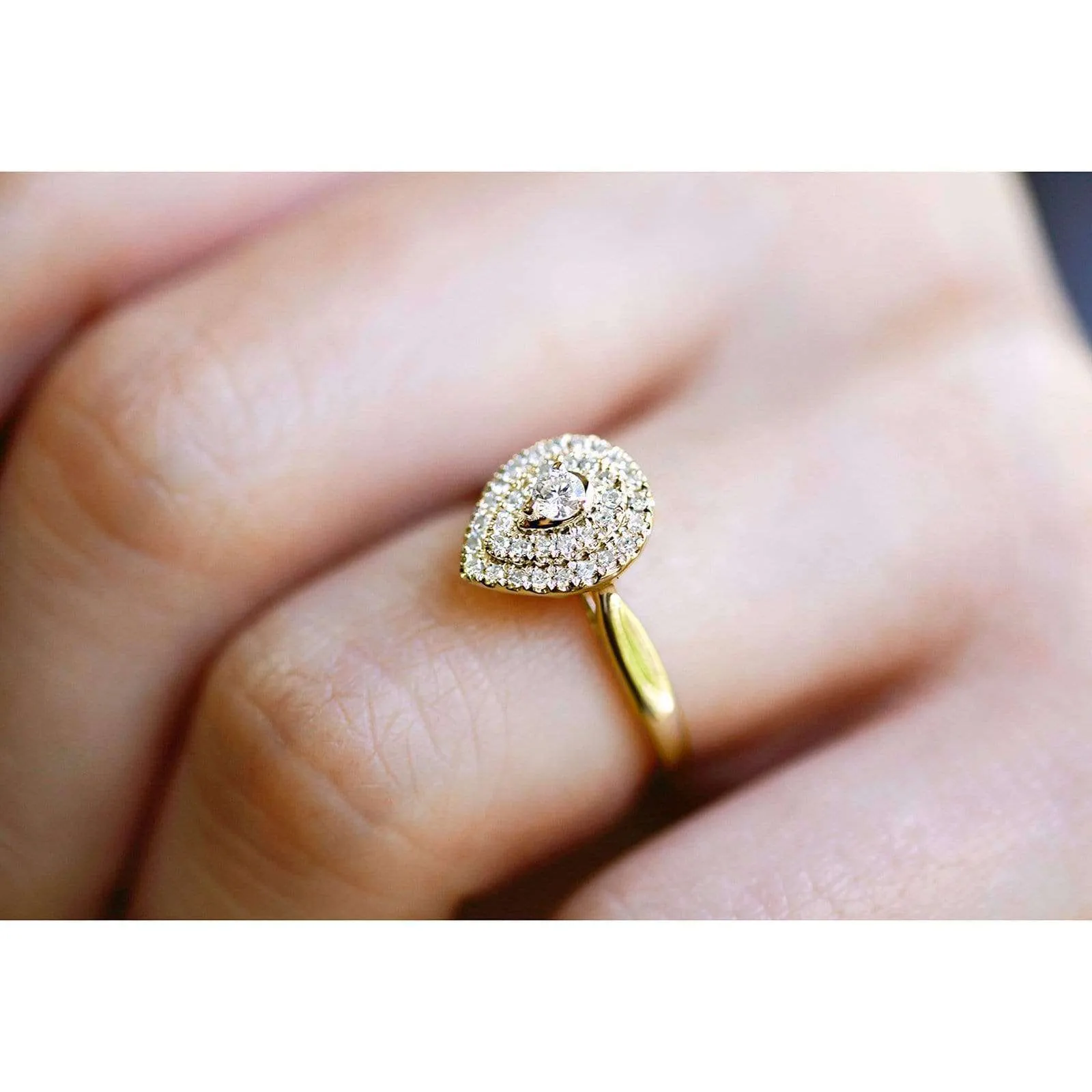 Diamond Pear Cluster - 14k Yellow