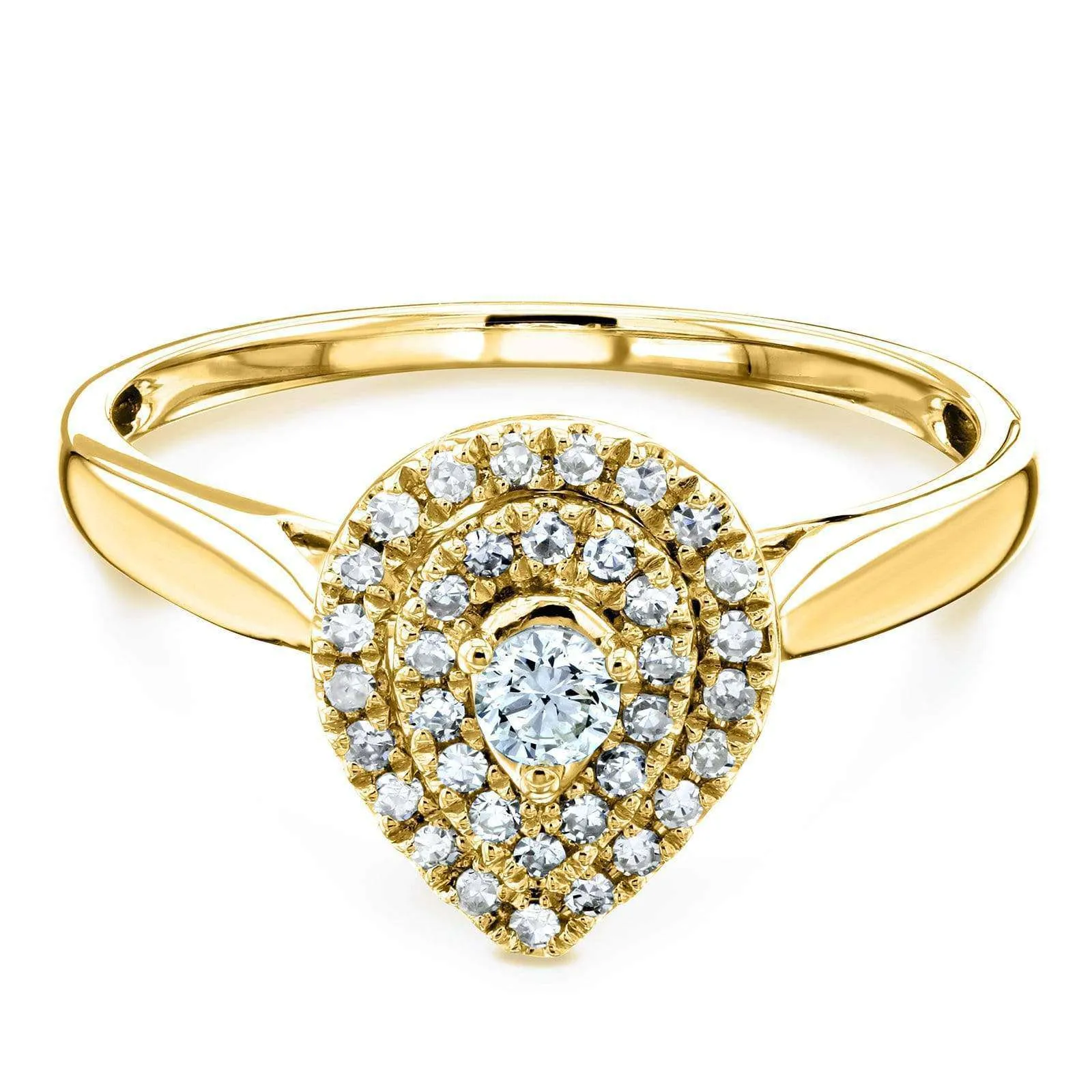 Diamond Pear Cluster - 14k Yellow