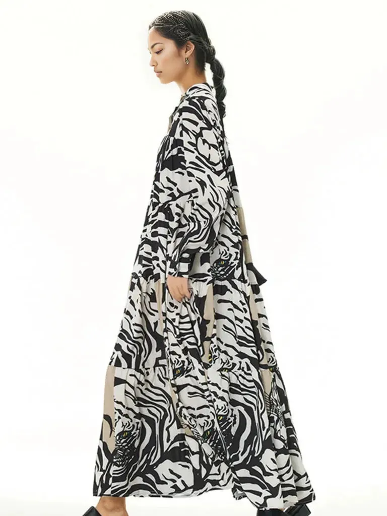 Elegant Maxi Dress with Animal Print