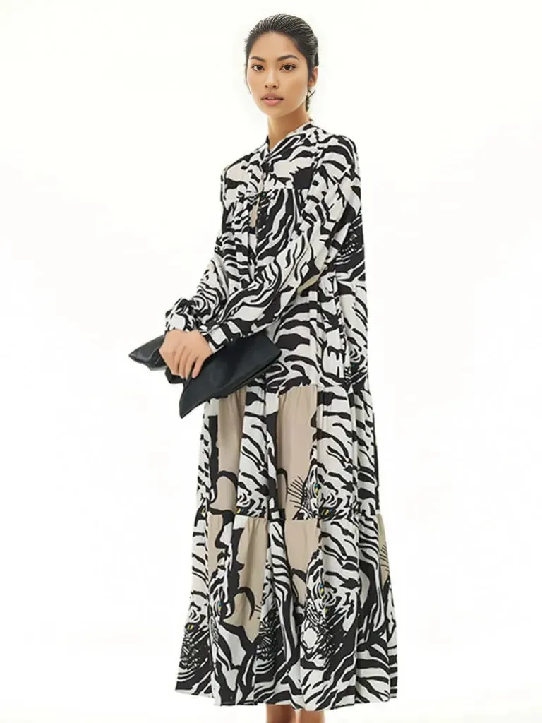 Elegant Maxi Dress with Animal Print