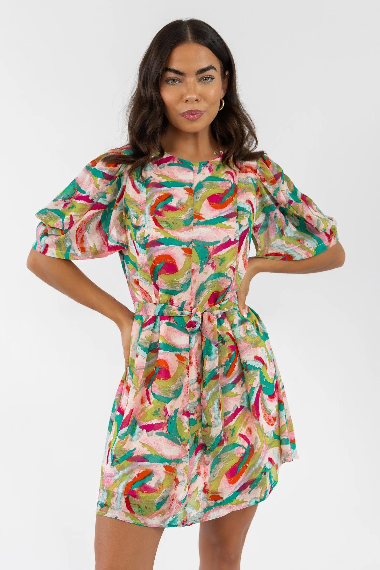 Elise Pink Abstract Mini Dress