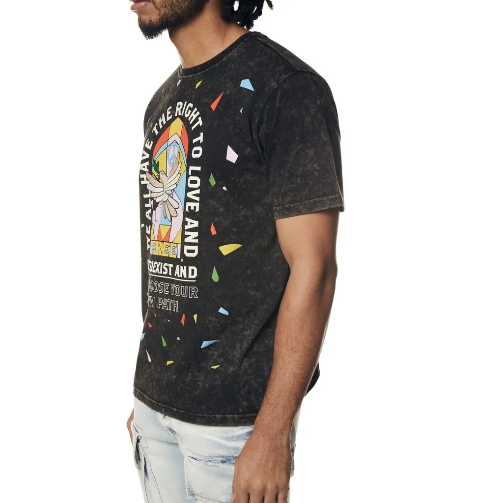 Embroidered Patched & Graphic Printed T-Shirt - Black