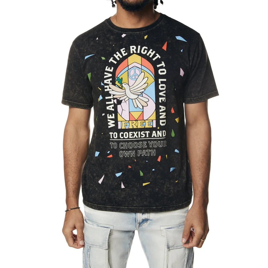 Embroidered Patched & Graphic Printed T-Shirt - Black