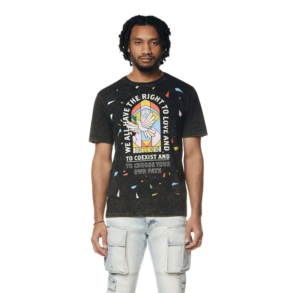 Embroidered Patched & Graphic Printed T-Shirt - Black