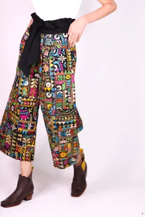 EMBROIDERED PATCHWORK WRAP PANTS BLAIRE