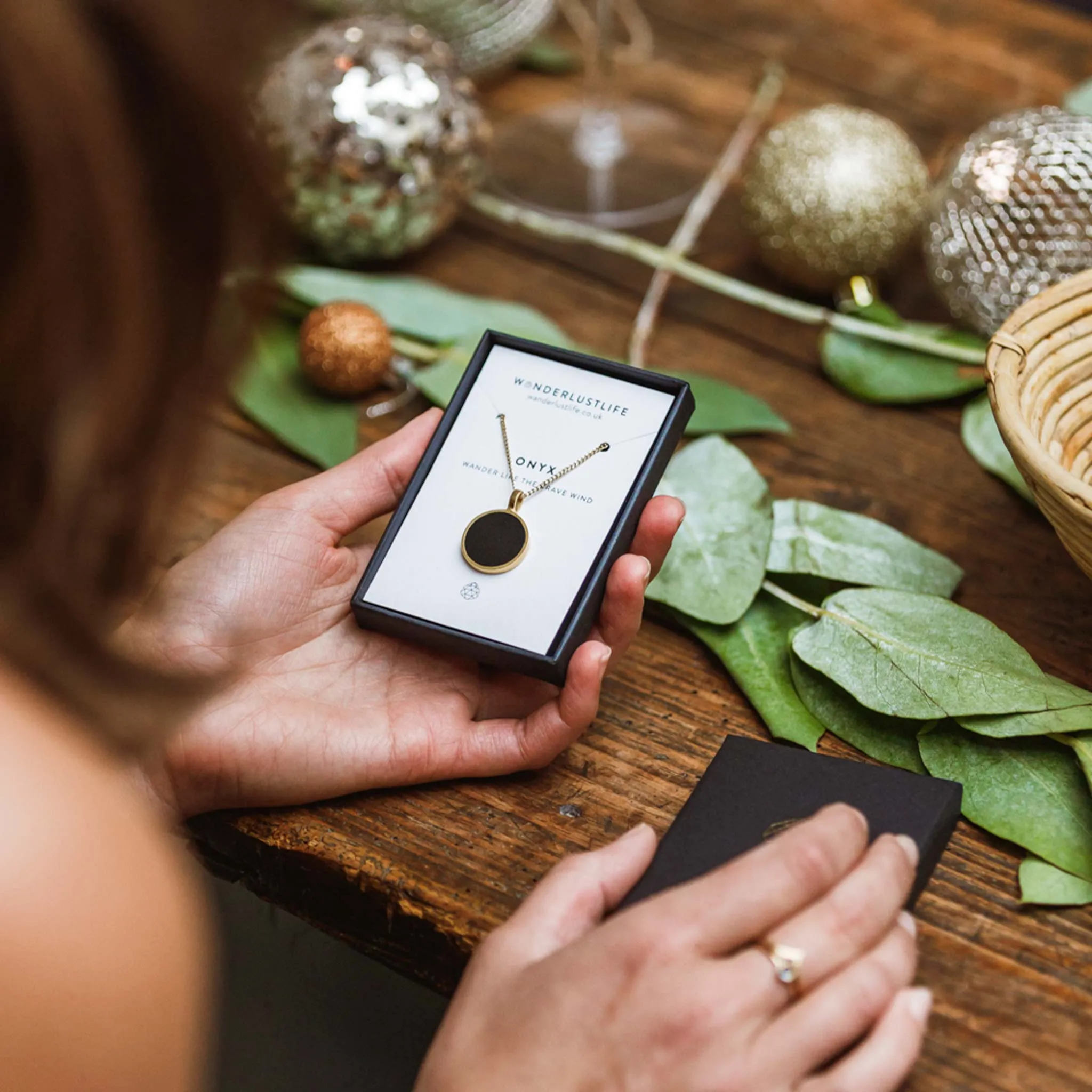 Engravable Black Onyx Porthole Necklace