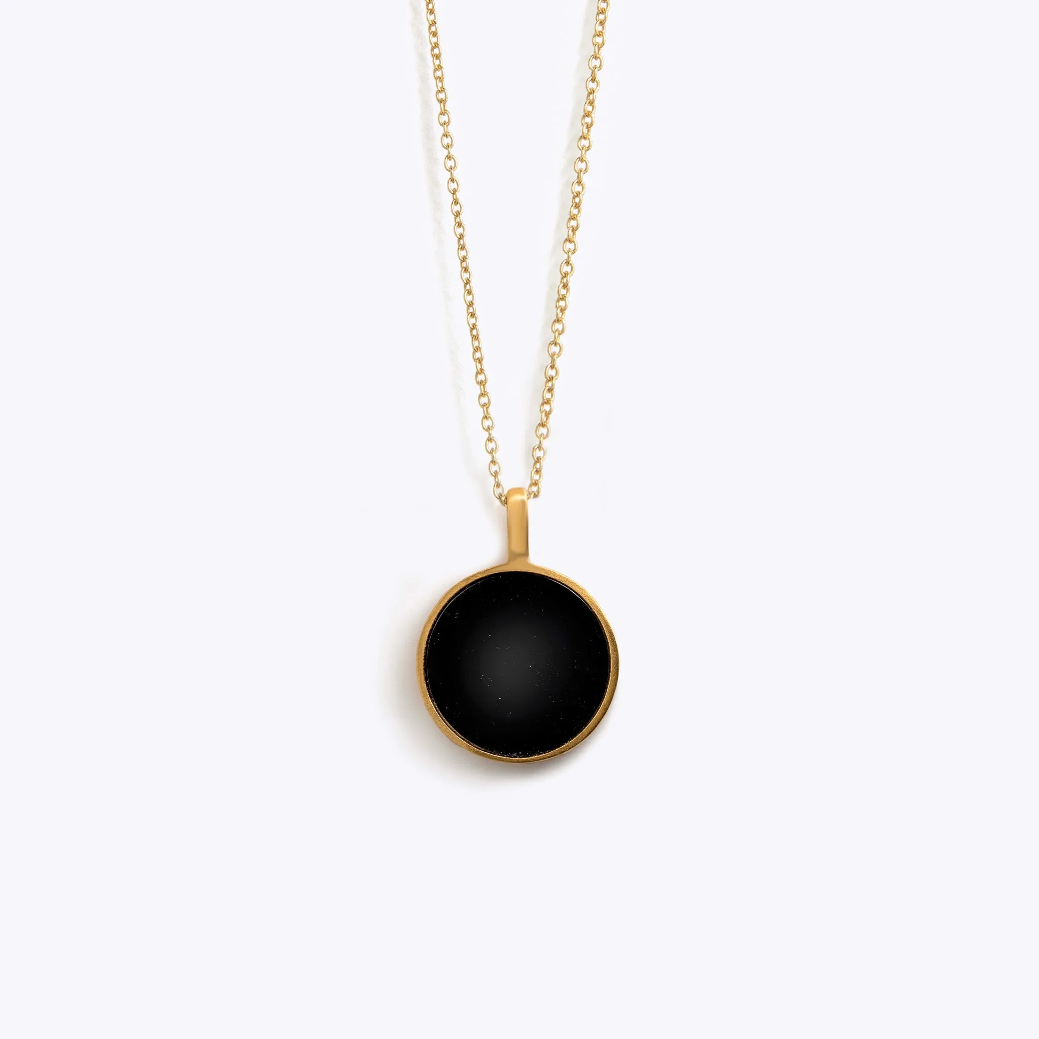 Engravable Black Onyx Porthole Necklace