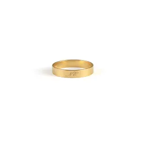 Engravable Initial Gold Band Ring