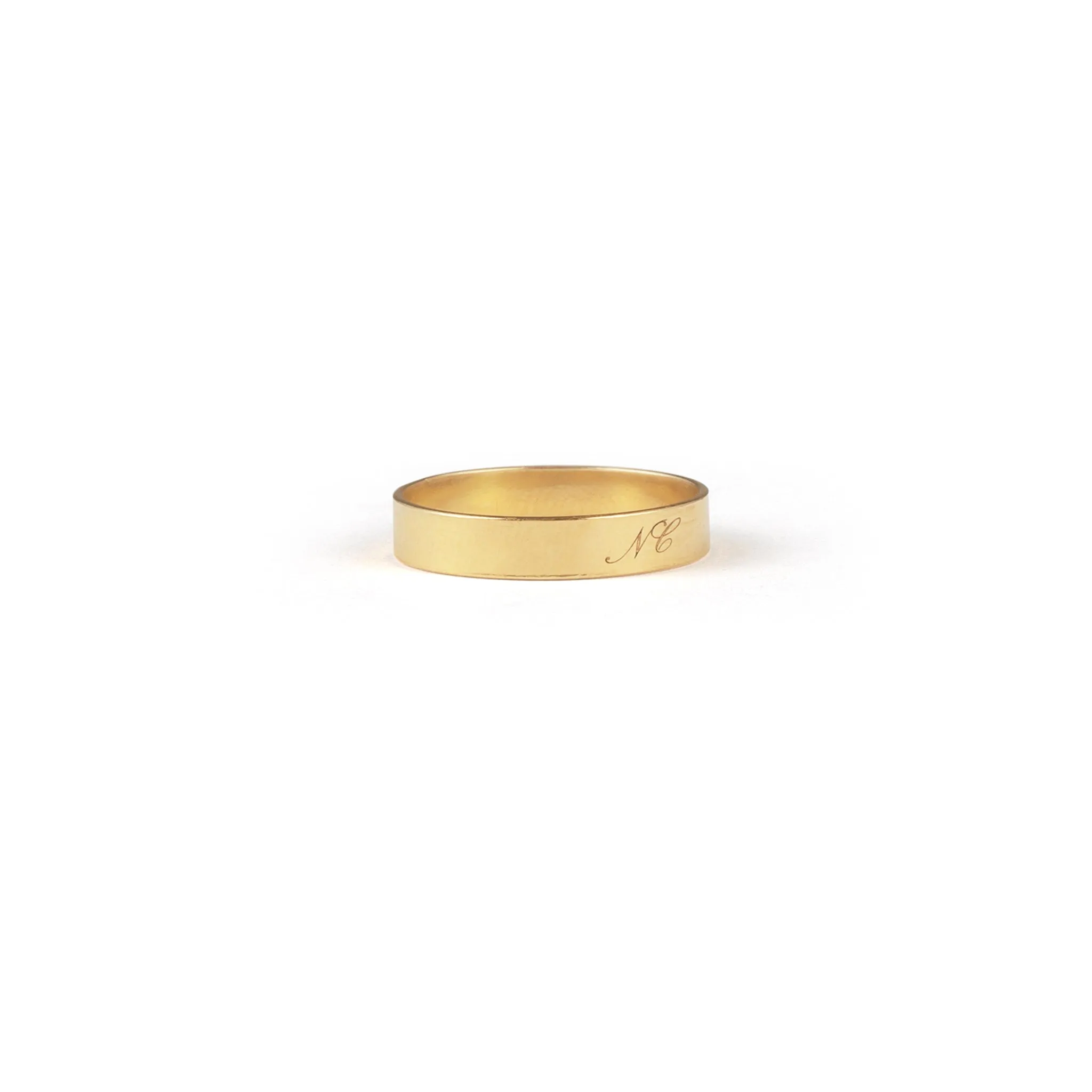 Engravable Initial Gold Band Ring