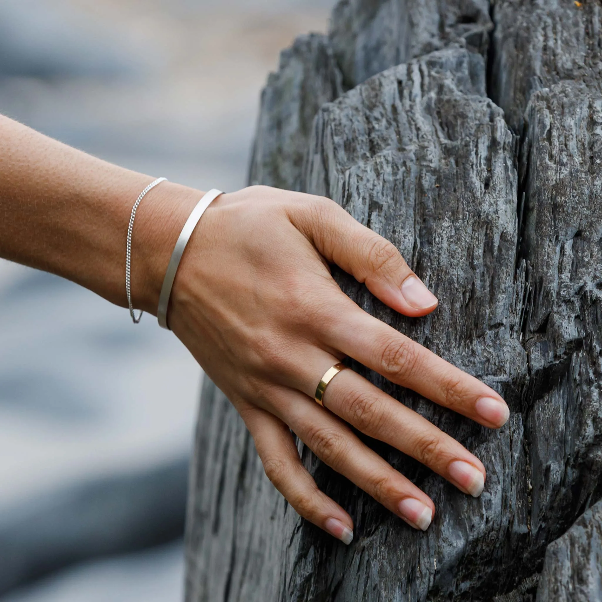 Engravable Initial Gold Band Ring