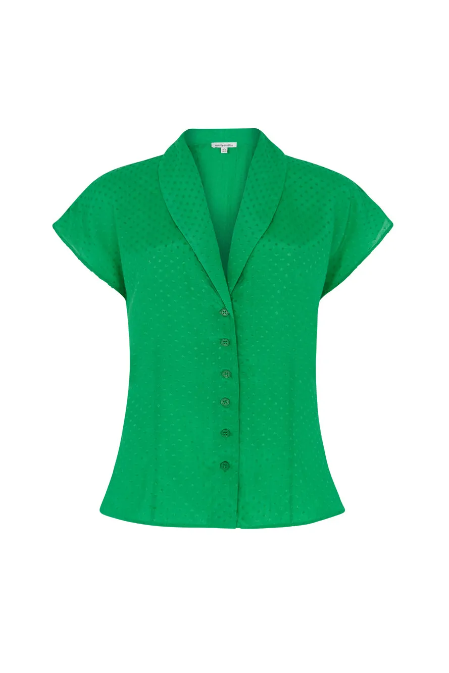 Evie Green Dobby Spot Blouse