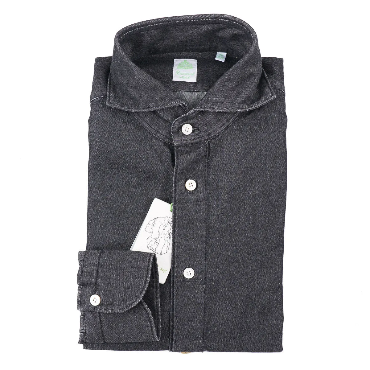 Finamore Rinsed Black Denim Shirt