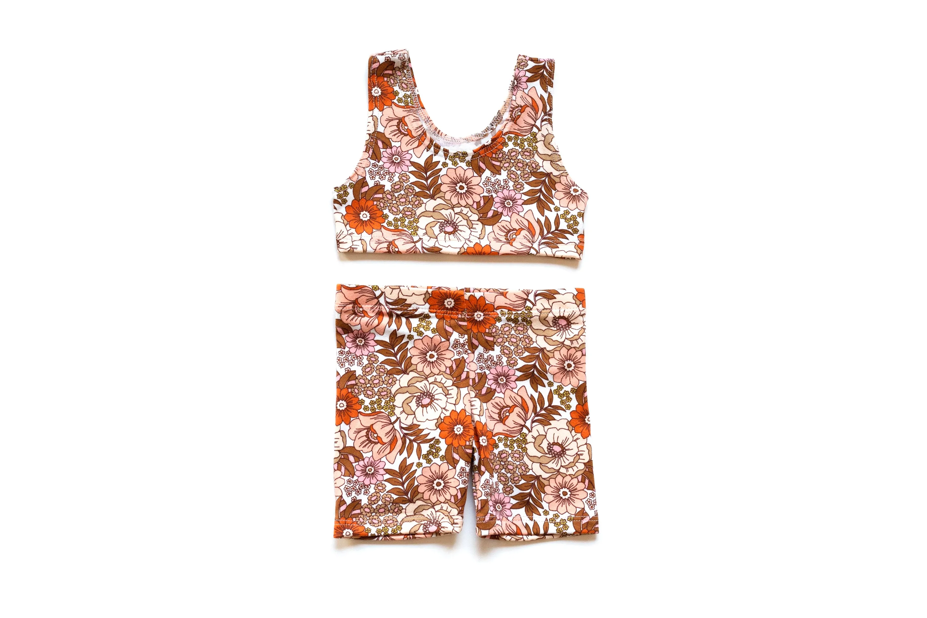 Flower Power Combo Biker Shorts with Crop Top