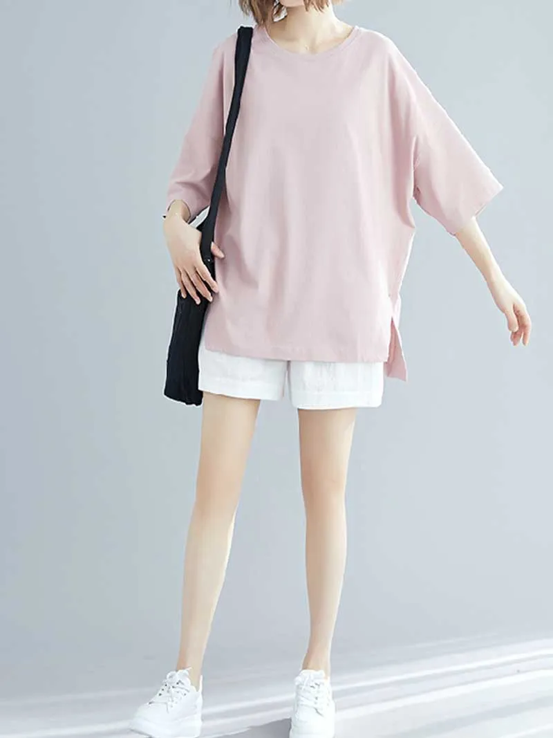 Foggy Day Round Neck Plain Top