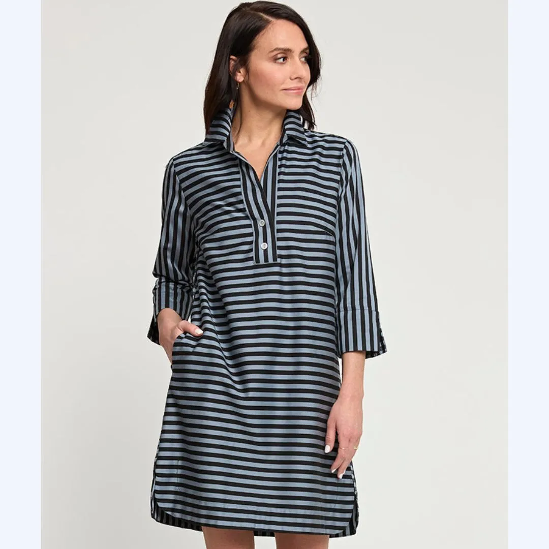 French Grey/Black Striped Dress