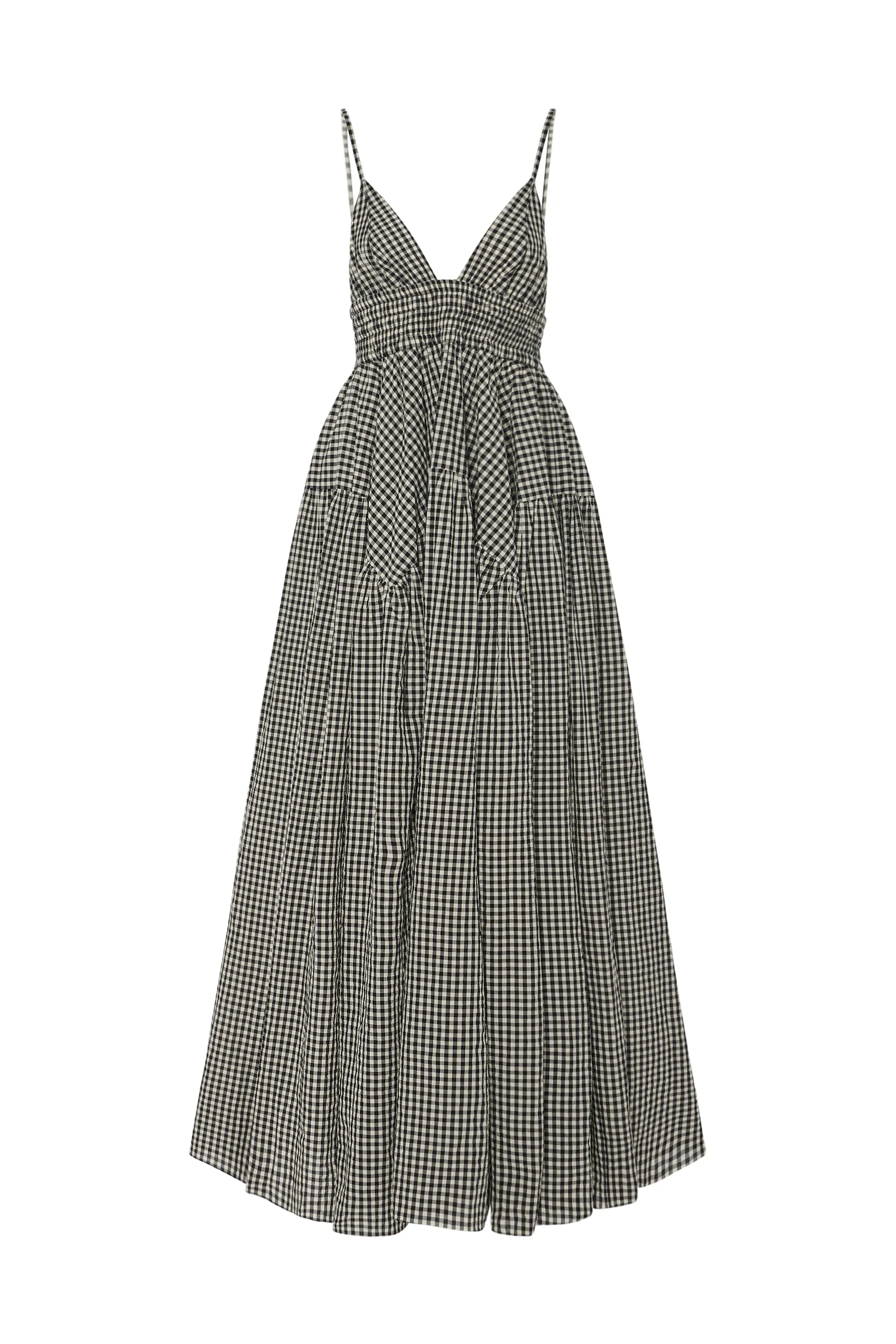 GATHERED PEPLUM CAMISOLE DRESS - GINGHAM