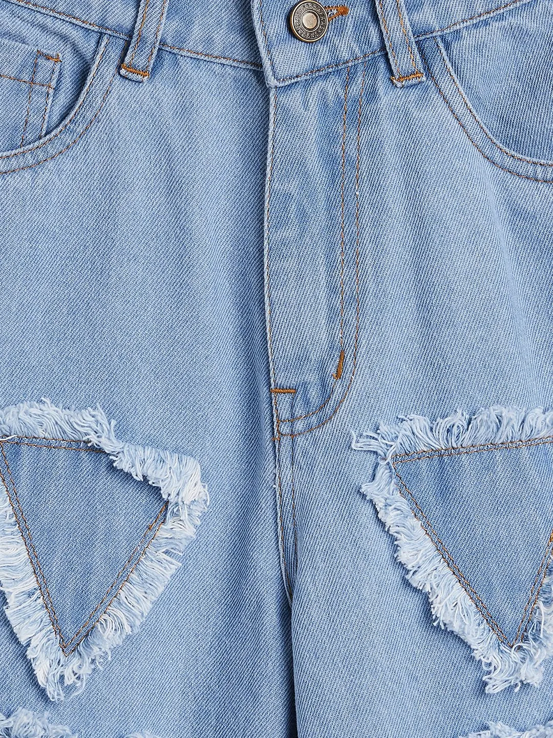 Girls Ice Blue Triangle Patch Jeans