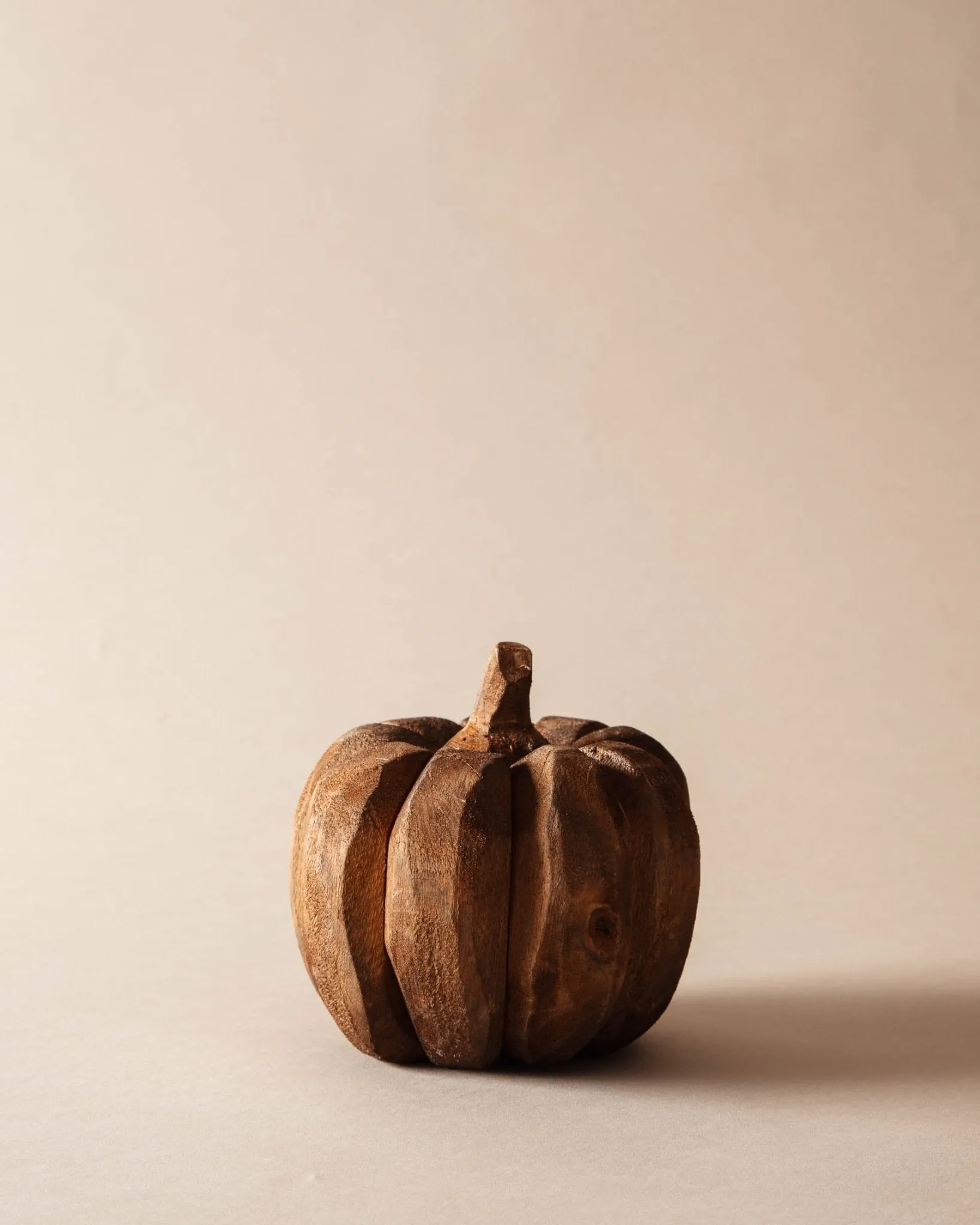 Hand Carved Wood Pumpkin