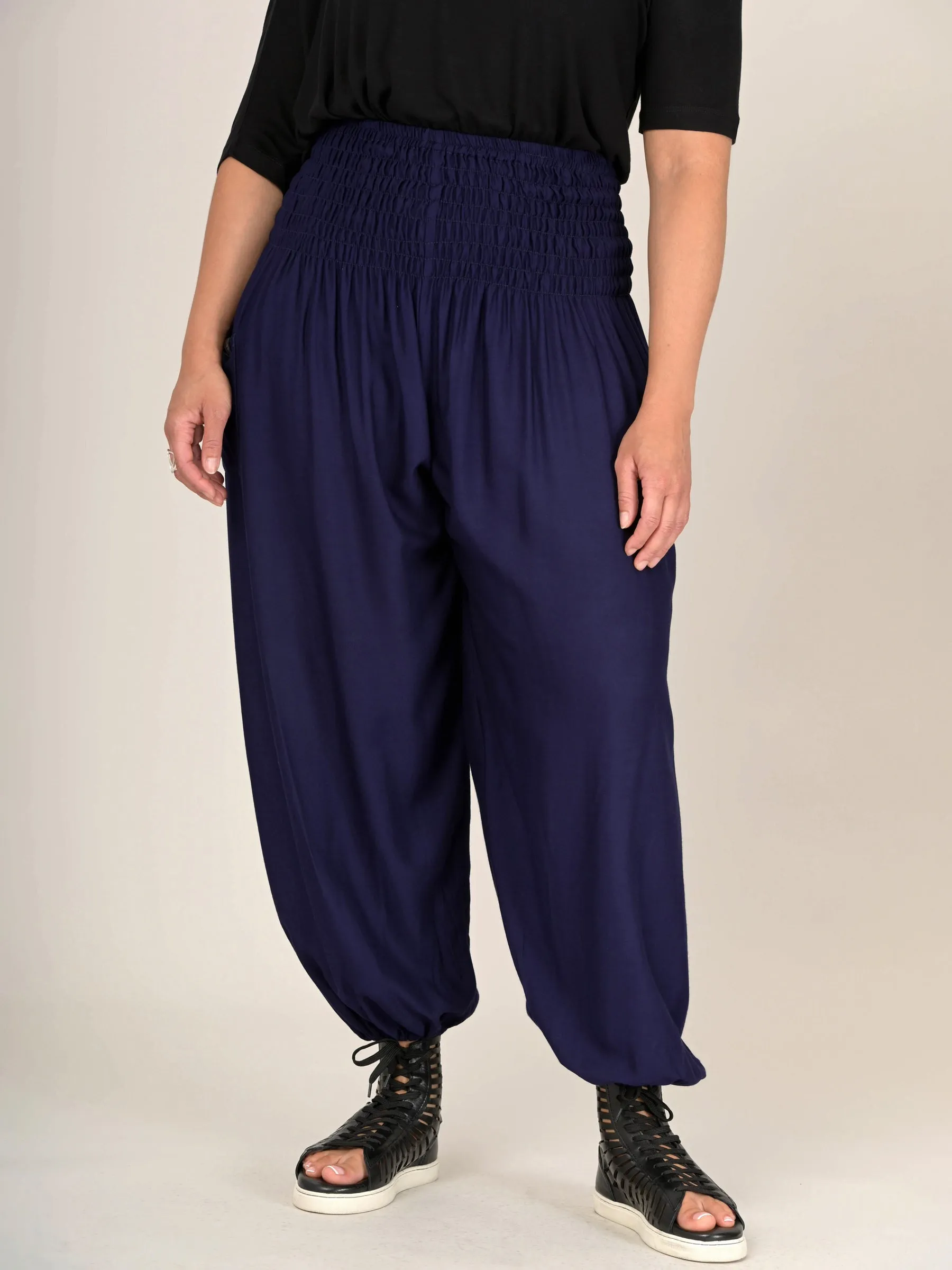 Harem Pants Original -  Plain Colour High Crotch - Superior Rayon Fabric