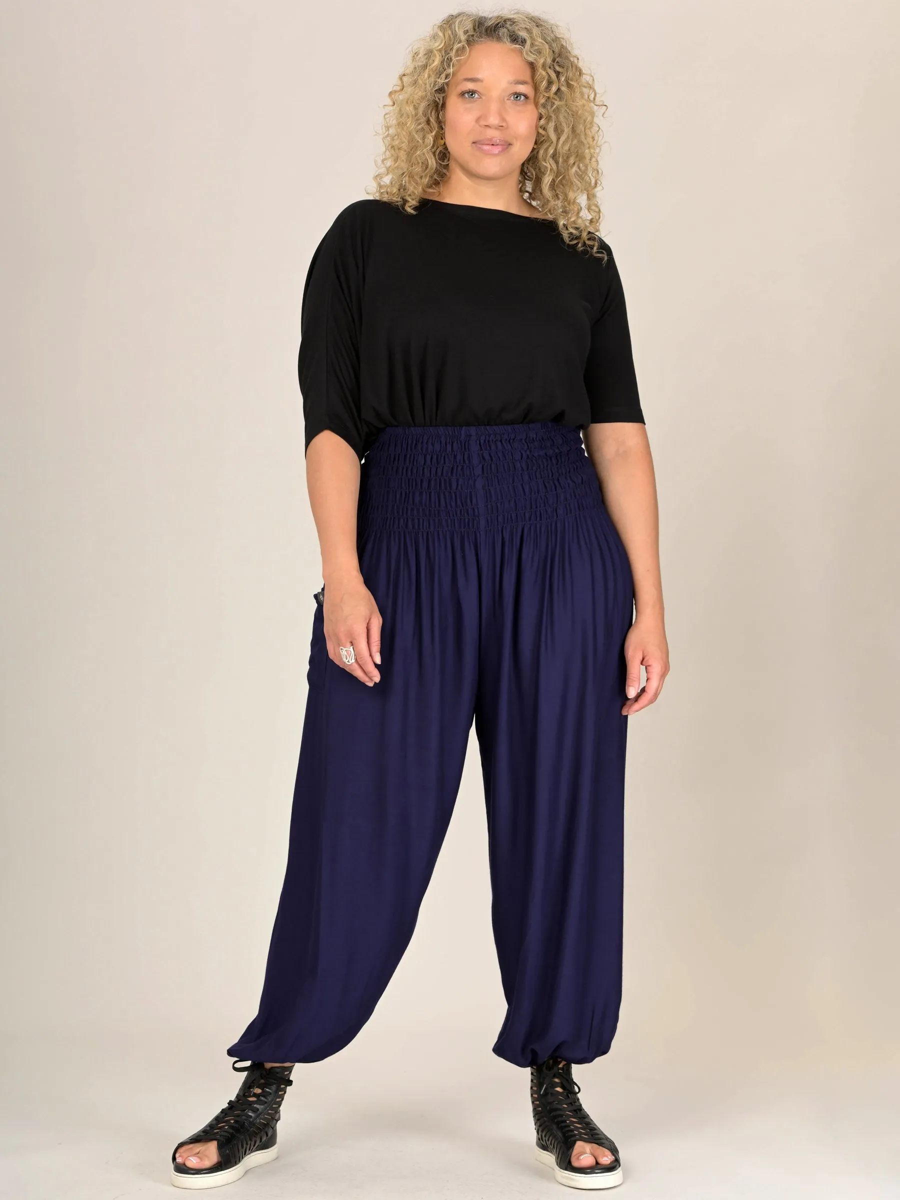 Harem Pants Original -  Plain Colour High Crotch - Superior Rayon Fabric