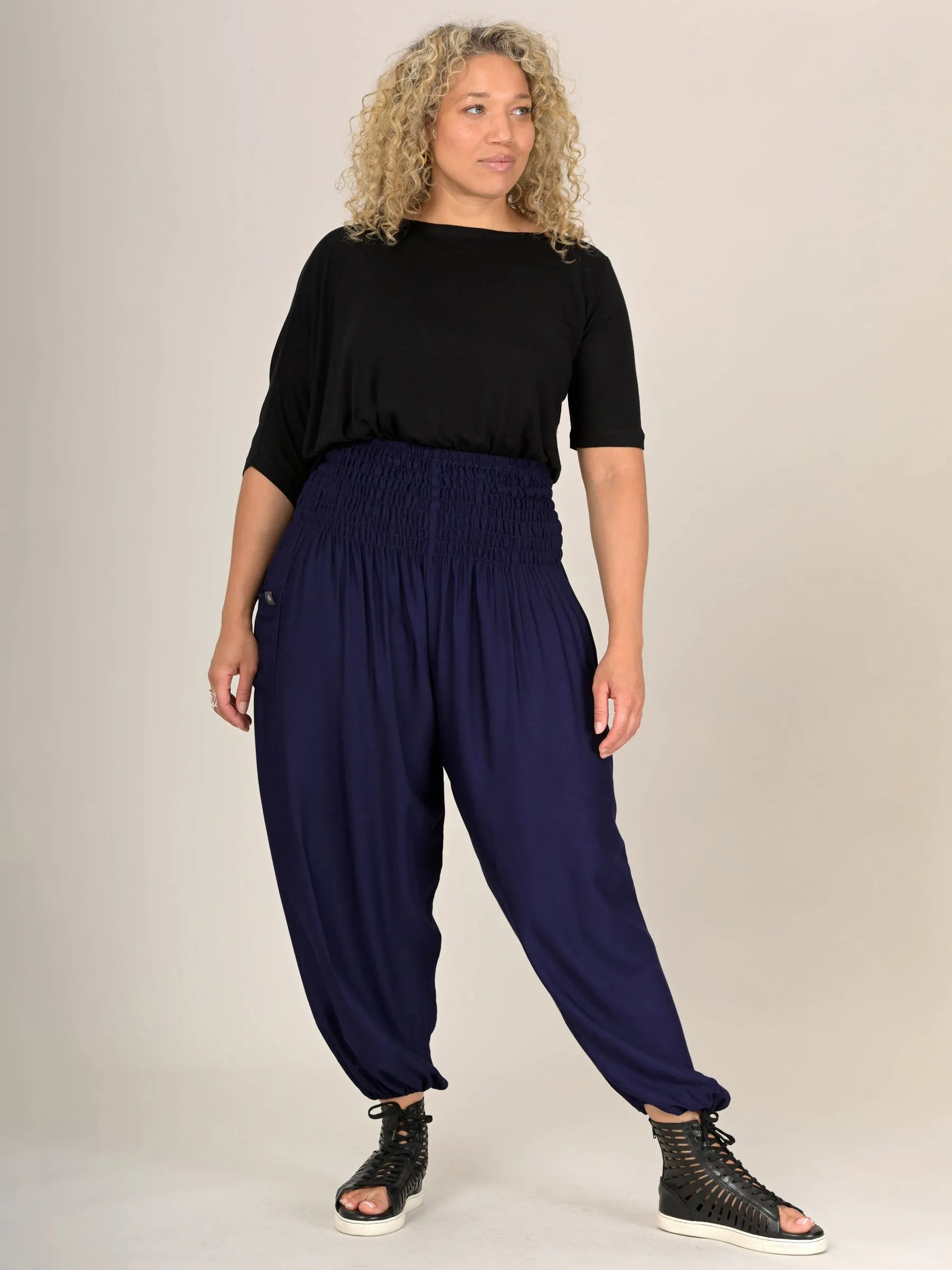 Harem Pants Original -  Plain Colour High Crotch - Superior Rayon Fabric