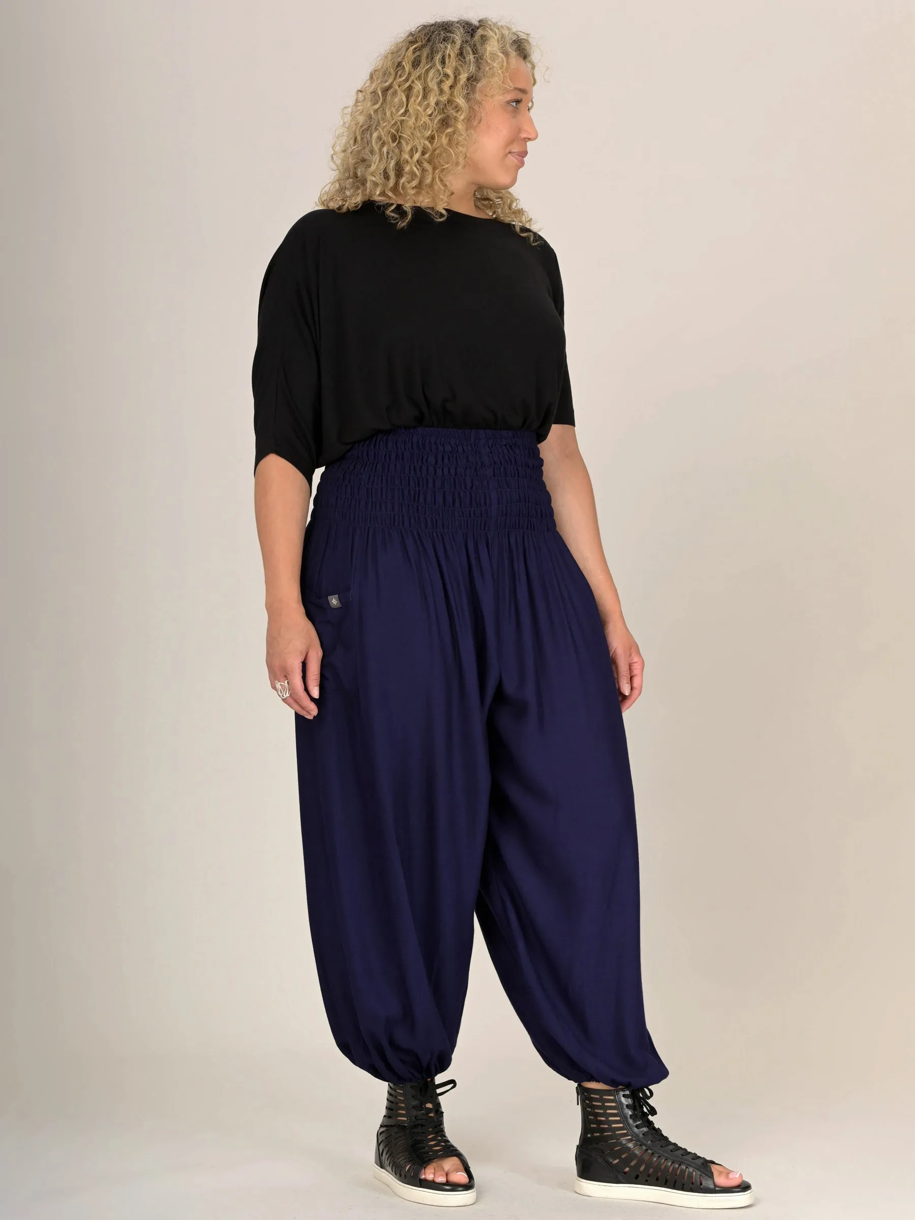 Harem Pants Original -  Plain Colour High Crotch - Superior Rayon Fabric