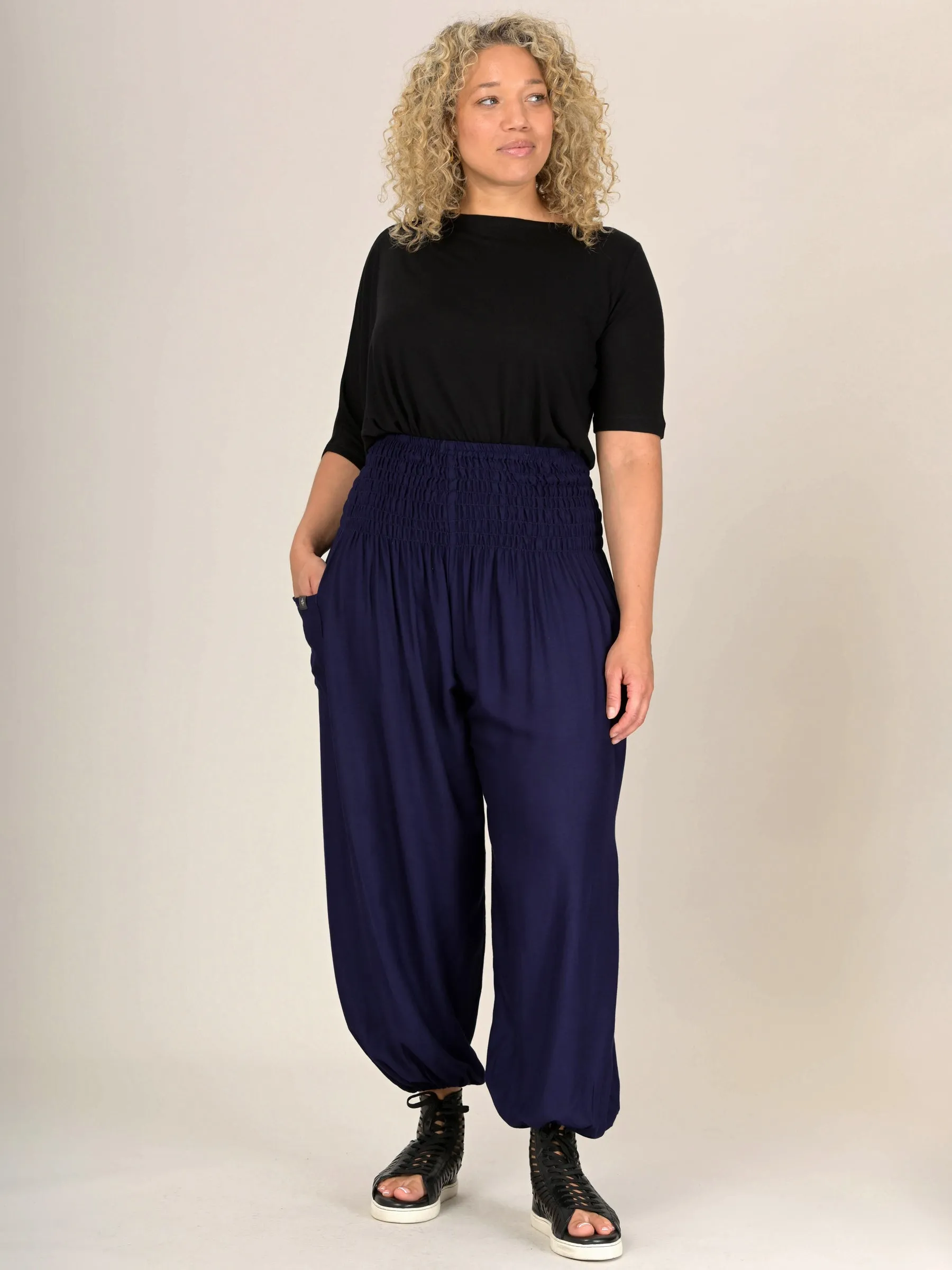 Harem Pants Original -  Plain Colour High Crotch - Superior Rayon Fabric