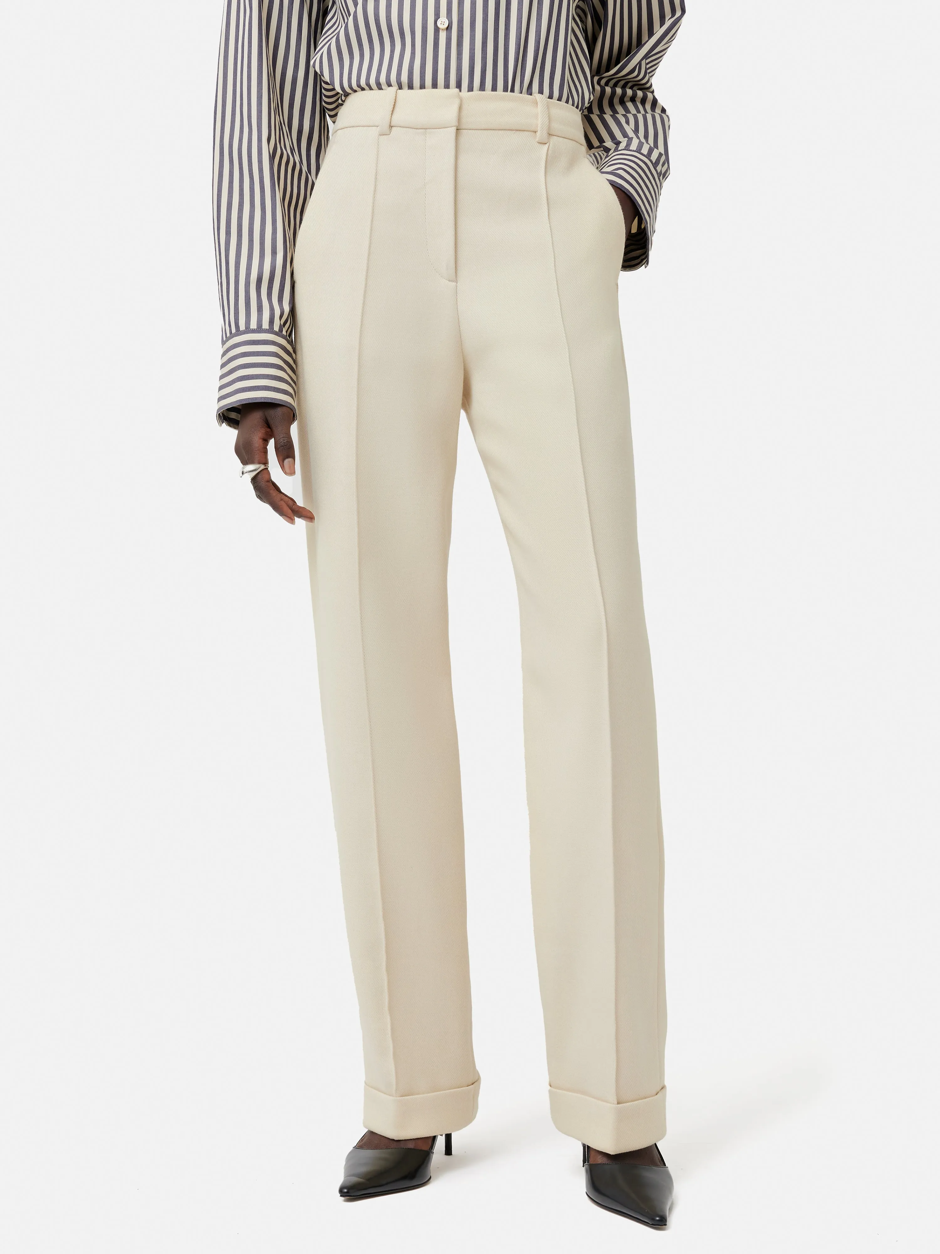 Harley Turn Up Trouser | Cream