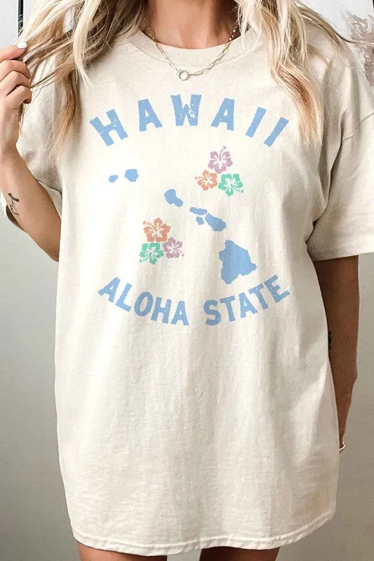 HAWAII ALOHA STATE OVERSIZED GRAPHIC TEE