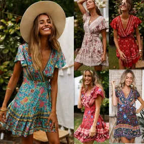 Hippie Mini Bohemian Dress, Boho Summer Dress For Women