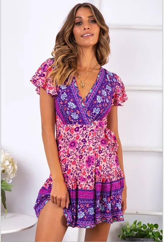 Hippie Mini Bohemian Dress, Boho Summer Dress For Women