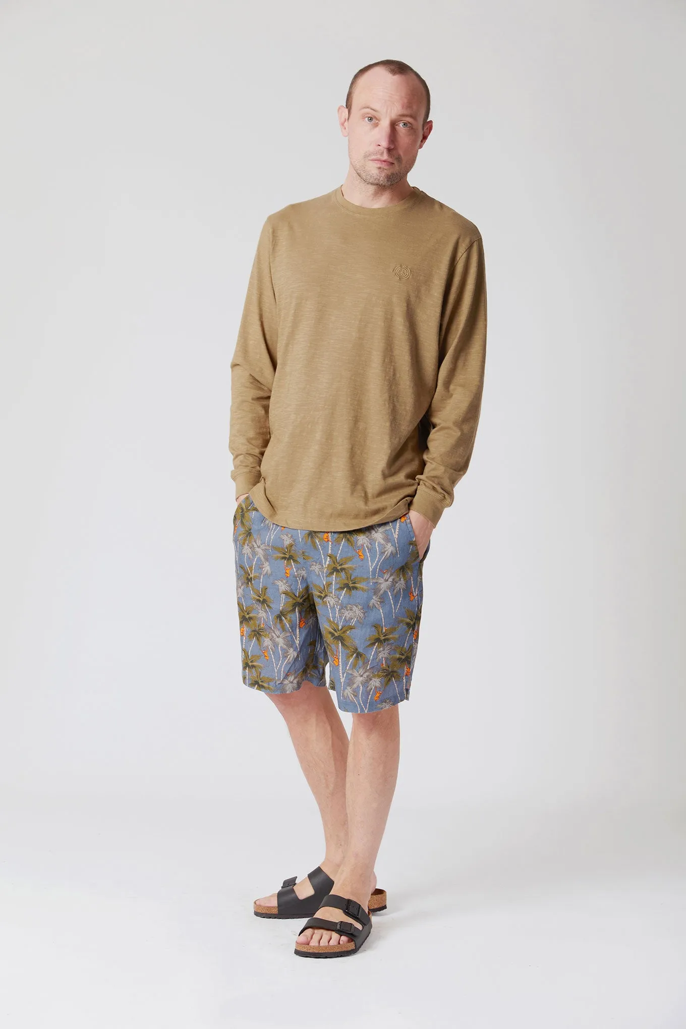 JERRY- Organic Linen Shorts China Blue