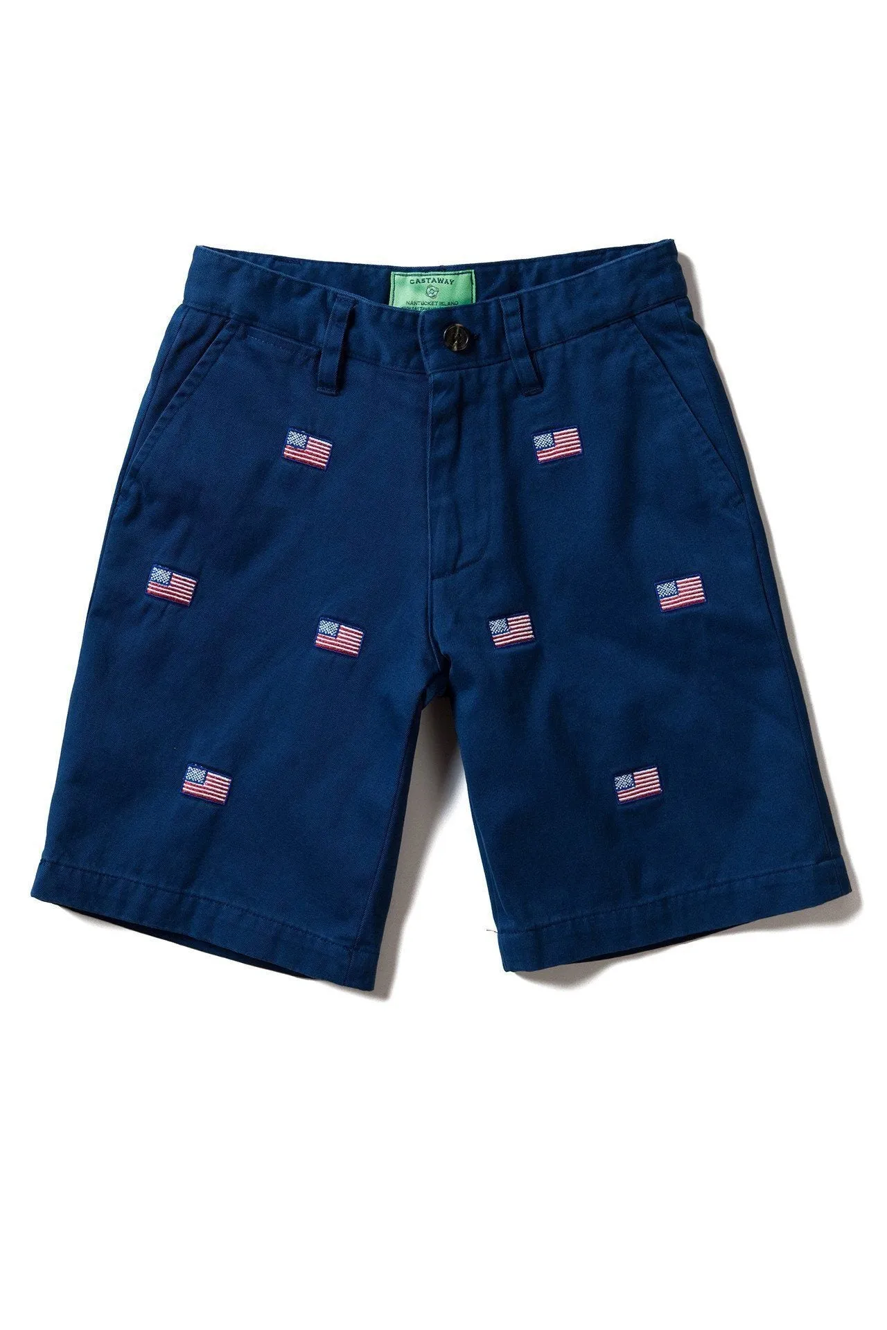 Jetties Short Stretch Twill Nantucket Navy With American Flag