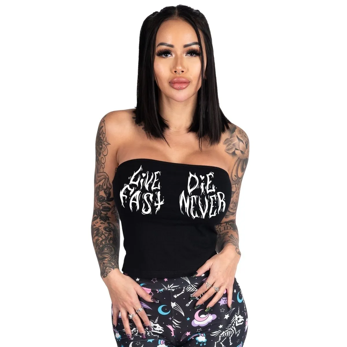 Live Fast Die Never Corset Lace-Up Tee