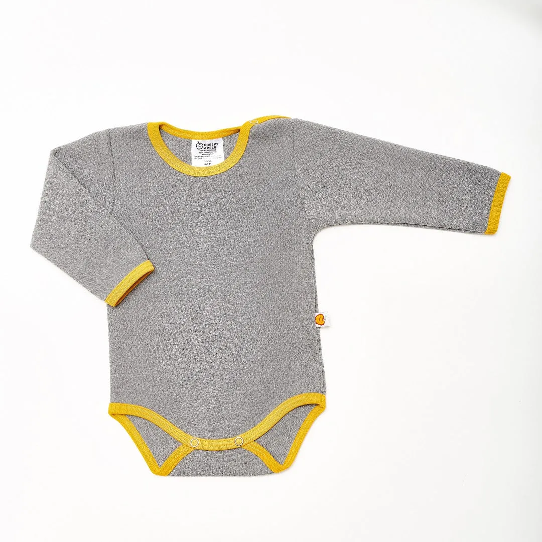 Longsleeve baby body "Doubleface Grey/Mustard"