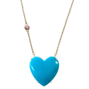 LOVE Turquoise Carved Heart Necklace with Gold Setting SALE