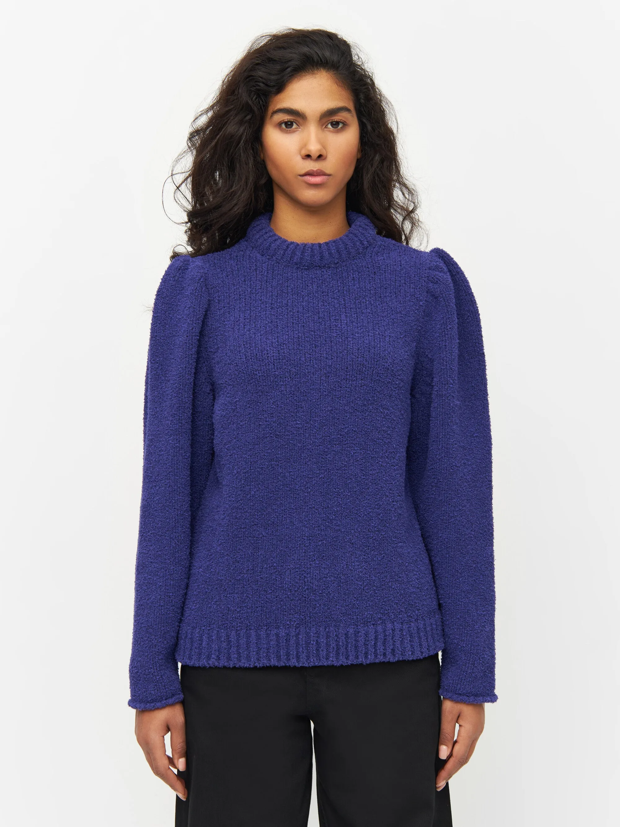 Mouline puff sleeve crew neck - Deep Purple