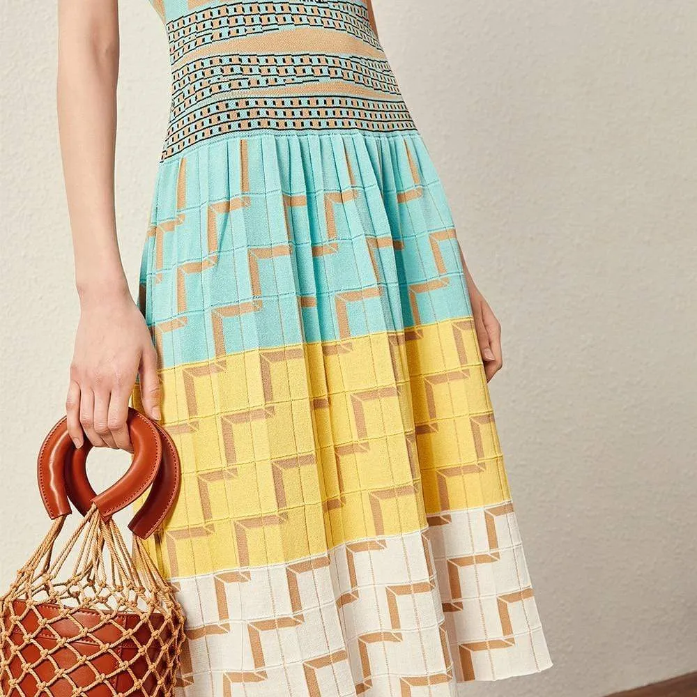 New High Quality Summer Geometry Knitted Dress