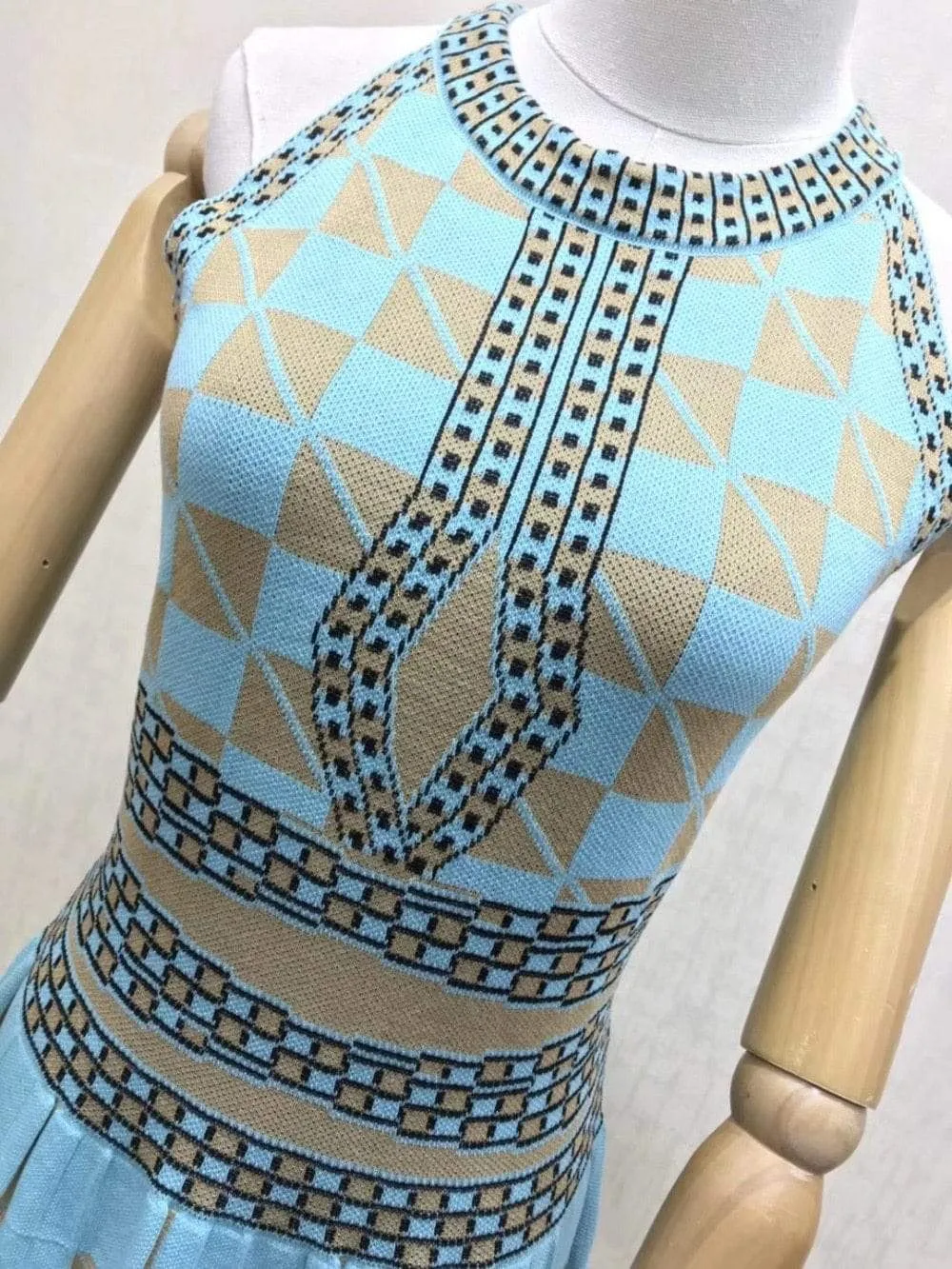 New High Quality Summer Geometry Knitted Dress